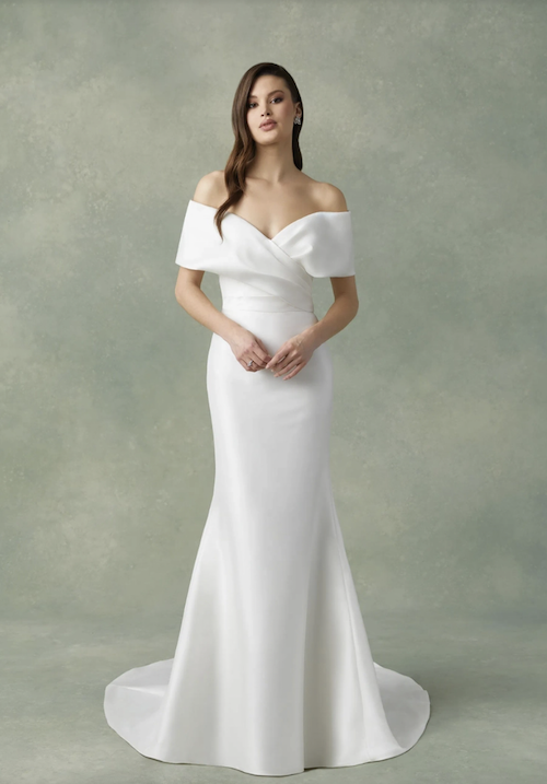 Model wearing a white gown