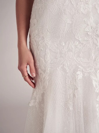 Maggie Sottero Style #Penelope - Plunging unlined bodice, Chantilly lace & sparkle tulle 1 #4 thumbnail